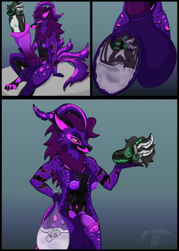 4_ears 4_eyes 7_tails animal_genitalia animal_penis anthro balls big_balls black_body black_hair bodily_fluids breasts cock_vore condom confusion cum cum_disposal cum_vore digestion duo equine_genitalia equine_penis feathers female filled_condom fur genital_fluids genitals glowing glowing_markings green_eyes grey_body gynomorph gynomorph_pred hair head_feathers huge_balls intersex intersex/female intersex_pred knot knotted_penis machine mane markings membrane_(anatomy) multi_ear multi_eye multi_tail multicolored_tail nude orange_pupils paws penile penis pink_body pink_fur portal pupils purple_body purple_hair sexual_barrier_device sitting size_difference tail tail_feathers teeth vore webbed_hands willing_prey wings yellow_insides raivesper mythology lady_kettuna_of_cuddlealot nytheris celestial_being dragon hybrid mythological_creature mythological_scalie protogen scalie unknown_species absurd_res comic hi_res