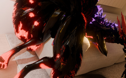 9_tails anthro anus ass_up balls bioluminescence bioluminescent_penis butt feathers feet furniture genitals glowing glowing_genitalia glowing_penis inside lying male multi_tail on_front pawpads penis rug sofa solo spread_tails spread_wings tail tired toes wings kyuvulpes kyu_vulpes canid canine fox mammal rexouium 16:10 3d_(artwork) digital_media_(artwork) hi_res widescreen