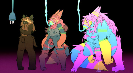 anthro bodily_fluids expansion genital_expansion genital_fluids gynomorph hair hair_over_eyes intersex precum transformation weight_gain sudo7 deltarune undertale_(series) hyena mammal werewire hi_res sequence