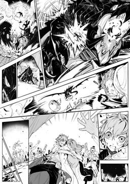 2_horns 5_fingers accessory ambiguous_gender attack attacked beard beef belt_buckle black_body black_bottomwear black_clothing black_fingerless_gloves black_gloves black_handwear black_pants black_scales black_skirt black_wings blood bodily_fluids bottomwear buckle carrot cheering chest_armor chest_wound claws clenched_teeth cloak clothed clothed_female clothed_human clothed_male clothing countershade_scales countershade_torso countershading cut_horn eyes_closed facial_hair facial_spikes fangs feathered_wings feathers female feral finger_claws fingerless_gloves fingers flying food fully_clothed fully_clothed_female fully_clothed_human fully_clothed_male gloves grey_membrane group hair hair_accessory hair_ring handwear head_horn head_scar holding_bag holding_melee_weapon holding_object holding_sword holding_weapon horn hug hugging_another hugging_from_behind long_hair long_skirt male meat melee_weapon membrane_(anatomy) membranous_wings motion_lines open_mouth open_smile outside pants plant pupils raised_arm scales scar shirt skirt slit_pupils smile spikes spikes_(anatomy) stab standing steak stubble sweat sweaty_face sword sword_stab tears teetch teeth throwing_character toe_claws tongue_showing topwear vegetable weapon white_cloak white_clothing wing_claws wings wounded chiayeeee mythology dragon fish human mammal marine mythological_creature mythological_scalie scalie 2022 absurd_res comic digital_drawing_(artwork) digital_media_(artwork) greyscale hi_res monochrome right_to_left mother_(lore) mother_and_child_(lore) mother_and_son_(lore) parent_(lore) parent_and_child_(lore) parent_and_son_(lore) son_(lore)