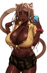 big_breasts blush breasts clothing dark_body dark_skin female open_mouth panties solo underwear kevbot animal_humanoid cat_humanoid felid felid_humanoid feline feline_humanoid humanoid mammal mammal_humanoid hi_res