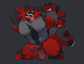 abs anal anal_penetration anthro anthro_on_anthro anthro_penetrated anthro_penetrating anthro_penetrating_anthro areola arm_pull barazoku bent_over biceps big_muscles big_penis bodily_fluids bouncing_penis claws deltoids drooling duo erection eyebrows from_behind_position front_view fucked_silly fur genital_fluids genitals glans grey_background humanoid_genitalia humanoid_penis looking_pleasured male male/male male_penetrated male_penetrating male_penetrating_male motion_blur motion_lines muscular muscular_anthro muscular_male narrowed_eyes nipples nude open_mouth pecs penetration penile penile_penetration penis penis_in_ass precum precum_string prison_guard_position pubes saliva saliva_on_tongue sex simple_background smile snot standing standing_sex teeth thick_arms thick_penis thick_thighs tongue tongue_out tuft wrist_grab k_hunnicutt nintendo pokemon generation_7_pokemon incineroar pokemon_(species) 2025 hi_res signature
