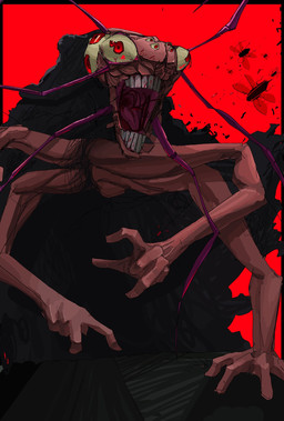 ambiguous_gender anthro curse male red_carapace roaring solo gigan1024896 jujutsu_kaisen kurourushi animal_humanoid arthropod arthropod_humanoid blattodean cockroach cockroach_humanoid humanoid insect insect_humanoid monster hi_res