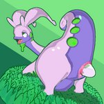 animal_genitalia bottom_heavy cloaca egg egg_from_cloaca female feral genitals open_mouth oviposition pregnant solo tail tongue tongue_out kemonokon nintendo pokemon generation_6_pokemon goodra pokemon_(species) 1:1