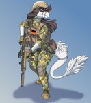 2024 anthro ar-15 armor black_body black_hair black_scales body_armor boots bulletproof_vest camo camo_clothing camo_print cavemanon_studios claws clothing colored dinosaur dromaeosaurid eyelashes facial_markings feathered_dinosaur feathered_scalie feathered_tail feathers female finger_claws fingerless_gloves footwear german_flag gloves gun hair handwear head_markings headgear helmet hi_res holding_gun holding_object holding_ranged_weapon holding_rifle holding_weapon i_wani_hug_that_gator long_hair long_tail lunara_(iwhtg) markings mask_(marking) military multicolored_body multicolored_scales pattern_clothing plantigrade prometheuzone ranged_weapon red_dot_sight reptile rolled_up_sleeves scales scalie sharp_teeth silencer simple_background snout soldier solo standing tactical_gear tail tail_feathers tail_tuft teeth theropod trigger_discipline tuft two_tone_body two_tone_scales velociraptor warrior weapon white_body white_feathers white_scales yellow_eyes