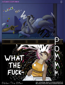 abdl anthro diaper duo female male male/female nursery profanity text oddertheotter bear mammal mustelid otter absurd_res english_text hi_res