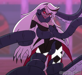 angry bare_shoulders big_breasts big_hands big_nails blurred_background breasts cleavage clenched_teeth clothed clothing clothing_pull eyelashes female forced forced_exposure hair helpless imminent_rape imminent_sex long_eyelashes long_hair pupils red_sclera restrained restrained_by_tentacles sexual_assault slit_pupils solo sucker_(anatomy) sweating_profusely teeth tentacle_around_arm tentacle_around_leg tentacle_around_neck tentacle_around_torso tentacle_on_crotch tentacle_under_clothing tentacles topwear topwear_pull undressing_another white_eyes wide_hips poparc_nsfw hazbin_hotel hellaverse carmilla_carmine edwin_(poparc_nsfw) aquatic cephalopod coleoid demon demon_humanoid humanoid mollusk octopodiform octopus 2024 hi_res
