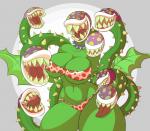 8_heads big_breasts breasts clothed clothing collar eyeless female lips multi_head not_furry open_mouth open_smile plant sharp_teeth simple_background smile solo spiked_collar spikes teeth tentacles thick_lips tongue tongue_out danonymous mario_bros nintendo elemental_creature flora_fauna humanoid piranha_plant hi_res