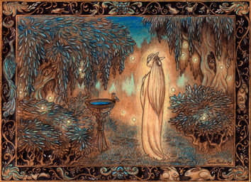 ambiguous_gender berry border dark_eyes decorative_border evening eyes_in_darkness feral flower food fruit glowing group hair humanoid_pointy_ears long_hair nature plant pointy_ears shrub tree tree_hollow white_eyes taraelblackwing american_opossum avian bird elf galliform gastropod humanoid lagomorph leporid mammal marsupial mollusk mouse murid murine owl peafowl phasianid rabbit rodent snail graphite_(artwork) hi_res pastel_(artwork) traditional_media_(artwork)