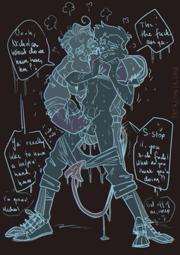 bodily_fluids clothed clothing cum duo ejaculation forced genital_fluids genitals half-erect male male/male masturbation not_furry nude partially_clothed penis rape seductive sex tail text touching_penis underwear underwear_down rcow hello_neighbor neighbor_(hello_neighbor) player_(hello_neighbor) angel angel_demon demon human mammal absurd_res english_text hi_res sketch