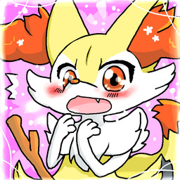 3_fingers :o ambiguous_anthro ambiguous_gender anthro arm_tuft biped black_body black_fur blush blush_lines border cheek_tuft chest_tuft cute_fangs dipstick_tail emanata eyelashes facial_tuft fangs fingers front_view fur hip_tuft inner_ear_fluff looking_at_viewer markings multicolored_body multicolored_fur nude nude_ambiguous nude_female open_mouth orange_body orange_eyes orange_fur orange_inner_ear_fluff orange_nose orange_tail_tip pink_background pointy_ears prick_ears shoulder_tuft simple_background snout solo stick surprised tail tail_markings teeth tuft two_tone_tail white_body white_fur yellow_body yellow_fur yellow_tail annyui0611 nintendo pokemon braixen canid generation_6_pokemon mammal pokemon_(species) 1:1 2021 aliasing binary_drawing cel_shading colored digital_drawing_(artwork) digital_media_(artwork) half-length_portrait portrait shaded