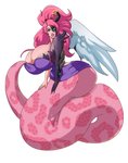 apode big_breasts big_butt breasts butt cleavage clothed clothing female huge_breasts huge_butt legless serpentine solo split_form teasing wings spiralingstaircase draconcopode humanoid lamia reptile scalie snake winged_humanoid absurd_res digital_media_(artwork) hi_res