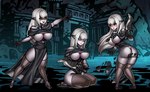 areola areola_slip bent_legs big_breasts black_clothing black_robe black_sclera blush breasts butt cave clothed clothing dagger darkest_dungeon digital_media_(artwork) elf eyes_closed female footwear hair high_heels holding_object holding_weapon huge_breasts humanoid humanoid_pointy_ears jewelry kneeling legwear looking_back mammal melee_weapon nasthesy necklace nipples niur not_furry nude open_mouth robe skindentation solo sword text thick_thighs thigh_highs torn_clothing under_boob url weapon white_body white_hair white_skin yellow_eyes