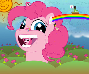 blue_eyes boat clothing cloud creepy dripping eyelashes eyewear facial_hair fake_ears fake_rabbit_ears female feral flag flower fur group hair hat headgear headwear hill male monocle mustache nightmare_fuel open_mouth outside pink_body pink_fur pink_hair plant rainbow rainbow_arch sky sun teeth text tongue top_hat vehicle watercraft what super-zombie friendship_is_magic hasbro my_little_pony gummy_(mlp) pinkie_pie_(mlp) alligator alligatorid crocodilian earth_pony equid equine horse mammal pony reptile scalie hi_res