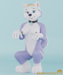 3_toes 4_fingers anthro breasts clothing collar collar_only feet female fingers genitals headgear headgear_only headwear headwear_only mostly_nude nipples nude solo toes vulva unknowndata paw_patrol everest_(paw_patrol) canid canine canis domestic_dog husky mammal nordic_sled_dog spitz 3d_(artwork) 5:6 absurd_res digital_media_(artwork) hi_res