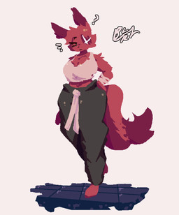 anthro barefoot belt bottomwear breasts cheek_tuft clothed clothing facial_scar facial_tuft featureless_feet feet female hair mature_female pants question_mark red_body scar short_hair simple_background solo tail topwear torn_clothing torn_topwear tuft bluebriararts rain_world videocult artificer_(rain_world) slugcat absurd_res digital_media_(artwork) hi_res pixel_(artwork)