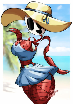 abstract_background bandeau_bikini beach big_breasts bikini bikini_skirt blue_bikini blue_clothing blue_swimwear border breasts cleavage clothed clothing curvy_figure empty_eyes female hat headgear headwear hourglass_figure huge_thighs looking_at_viewer mask not_furry open_mouth open_smile outside red_ribbon ribbons small_waist smile solo sun_hat swimwear text thick_thighs two-piece_swimsuit voluptuous voluptuous_female voluptuous_humanoid white_border wide_hipped_female wide_hipped_humanoid wide_hips skylight_(artist) glitch_productions the_amazing_digital_circus gangle_(tadc) animate_inanimate fabric_creature humanoid living_mask 2025 artist_name digital_drawing_(artwork) digital_media_(artwork) hi_res watermark