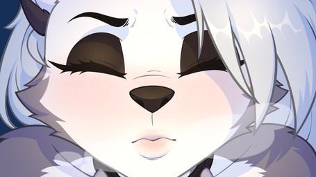 embarrassed female kissing lips love pose shy solo furmirui dates_with_loona hellaverse helluva_boss loona_(helluva_boss) canid canine canis mammal wolf 16:9 hi_res pinup widescreen