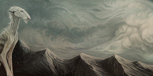 ambiguous_gender cloud ears_back feral fur landscape light looking_forward mountain outside pivoted_ears sitting snow solo sunlight white_body white_fur winter yellow_eyes villiedoom vius_(villiedoom) vaeraf_(villiedoom) 2015 2022 dated digital_media_(artwork) signature