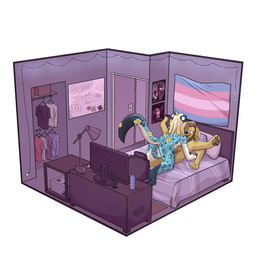 ambiguous_gender anthro anus backsack balls bed bedroom computer_monitor duo flower furniture genitals gynomorph intersex intersex/ambiguous lgbt_pride penis perspective plant pride_colors sex transgender_pride_colors therazzdazzler11 ambient_among_us among_us dreamworks innersloth lackadaisy puss_in_boots_(franchise) crewmate_(among_us) kitty_katyja mordecai_heller nikki_(therazzdazzler11) puss_in_boots_(dreamworks) bird_dog canid canine canis domestic_dog felid golden_retriever hunting_dog mammal pantherine retriever snow_leopard 1:1 absurd_res hi_res trans_(lore) trans_woman_(lore)