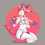 anthro anthrofied genitals harness male penis pokemorph ribbons solo doggujulie pawsy-paws nintendo pokemon eeveelution generation_6_pokemon pokemon_(species) sylveon 1:1 hi_res