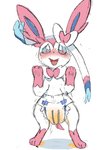 ambiguous_gender blush bodily_fluids clothing diaper feral genital_fluids leaking_diaper omorashi peeing solo standing unclean_diaper urine used_diaper watersports wet_diaper wetting nekosuna5115 nintendo pokemon eeveelution generation_6_pokemon pokemon_(species) sylveon 3:4 colored colored_sketch hi_res sketch