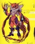 anthro breasts camel_toe crotch_tuft duo featureless_breasts female mostly_offscreen_character solo_focus text thick_thighs tuft unknown_artist bandai_namco digimon digimon_tri digimon_(species) domestic_cat felid feline felis maine_coon mammal meicrackmon meicrackmon_vicious_mode monster japanese_text official_art