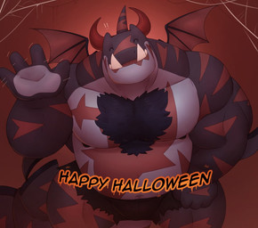 4_fingers ^_^ anthro belly big_belly black_nipples brown_markings clothing costume dorsal_fin elbow_fin exclamation_point eyes_closed fake_horns fake_wings fangs fin fingers gesture holidays male markings musclegut muscular muscular_arms navel nipples non-mammal_navel non-mammal_nipples pecs smile smiling_at_viewer solo spider_web tail teeth waving waving_at_viewer same22shark halloween nelson_(same22shark) aquatic fish shark 2022 digital_media_(artwork) half-length_portrait portrait