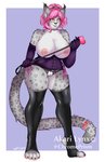 anthro areola big_breasts breasts clothing collar corset crotchless_clothing crotchless_panties crotchless_underwear dominatrix female genitals hair huge_breasts legwear lingerie nipples panties pink_hair pussy riding_crop solo thigh_highs topwear underwear whip catsmeow felid feline lynx mammal 2019 hi_res