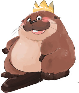 anthro blush crown headgear king male open_mouth royalty simple_background slightly_chubby solo toony sushikorourcon disney hoppers_(disney) pixar king_george_(hoppers) beaver mammal rodent 2026