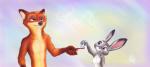 4_fingers anthro breasts brush brushing brushing_teeth dialogue duo featureless_breasts female fingers fur gloves_(marking) green_eyes inner_ear_fluff male markings nude purple_eyes size_difference smile smirk text toothbrush toothpaste tuft thewinterbunny disney zootopia judy_hopps nick_wilde canid canine fox lagomorph leporid mammal rabbit red_fox true_fox 2016 english_text hi_res