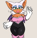 anthro big_breasts bodily_fluids breasts cleavage clothed clothing female green_eyes looking_at_viewer slightly_chubby solo sweat thick_thighs wings kore_eon sega sonic_the_hedgehog_(series) rouge_the_bat bat mammal sketch