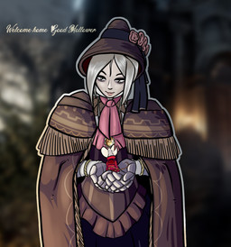 anthro biped bonnet cloak clothing coat dialogue doll dress duo female fur hair headgear headwear micro notched_ear red_clothing red_coat red_topwear scarf size_difference text topwear white_body white_fur white_hair offpudding bloodborne fromsoftware mina_the_hollower sony_corporation sony_interactive_entertainment yacht_club_games mina_(mina_the_hollower) the_doll_(bloodborne) animate_inanimate human living_doll mammal mouse murid murine rodent 2026 crossover digital_media_(artwork) english_text hi_res