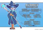 anthro blue_eyes claws clothing eyebrows eyelashes feathers female hat headgear headwear magic_user pupils smile snowflake solo staff text bnbigus kitknight avian 2023 digital_media_(artwork) english_text hi_res model_sheet