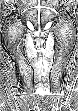 anthro bodily_fluids breath drooling duo empty_eyes female male male/female muzzle_(object) muzzled notched_ear panting penetration saliva scar sex tattoo dragonweirdo beastars haru_(beastars) legoshi_(beastars) canid canine canis lagomorph leporid mammal rabbit wolf absurd_res comic hi_res monochrome