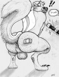 anthro anus balls band-aid bandage clothing crouching forced forced_transformation genitals male solo transformation yagi_b._(artist) yagi_b. mammal mephitid skunk hi_res