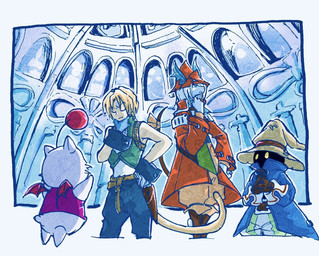 accessory ambiguous_anthro ambiguous_gender ambiguous_humanoid antennae_(anatomy) anthro arms_bent biped black_body blonde_hair blue_clothing blue_coat blue_topwear bottomwear brown_clothing brown_gloves brown_handwear clothed clothed_ambiguous clothed_anthro clothed_humanoid clothed_male clothing coat cravat detailed_background eyes_closed featureless_feet featureless_hands feet fingers fully_clothed fully_clothed_ambiguous fully_clothed_anthro fully_clothed_humanoid fully_clothed_male furgonomics gloves grey_clothing grey_gloves grey_handwear group hair hait hand_on_chin hand_on_hip handwear hat headgear headwear iris light_body light_skin male membrane_(anatomy) membranous_wings mouth_closed pants pom_antennae red_clothing red_coat red_hat red_headwear red_topwear shirt shirt_cuffs simple_eyes sleeveless_shirt snout standing tail tail_accessory thinking topwear white_body white_hair white_sclera wings wizard_hat yellow_eyes uni-6 final_fantasy final_fantasy_ix square_enix freya_crescent vivi_ornitier zidane_tribal animal_humanoid black_mage_(final_fantasy) burmecian humanoid mammal mammal_humanoid monkey_humanoid moogle primate primate_humanoid rodent 2025 digital_drawing_(artwork) digital_media_(artwork) hi_res shaded female_(lore) male_(lore)