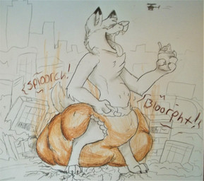 anthro clothing diaper excessive_feces feces hyper hyper_feces macro male open_mouth pooping scatplay soiled_diaper soiling soiling_diaper solo unclean_diaper used_diaper hipstertuxedocat mammal traditional_media_(artwork)