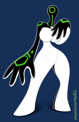 1_eye 4_fingers big_breasts big_hands black_body breasts curvy_figure featureless_breasts featureless_crotch female fingers green_markings hourglass_figure markings simple_background small_waist solo standing text transparent_background white_body hyperflannel ben_10 cartoon_network upgrade_(ben_10) alien galvanic_mechamorph 2021 absurd_res alpha_channel comic_sans digital_media_(artwork) hi_res signature url