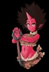 breasts clothed clothing female horn humanoid_pointy_ears looking_at_viewer navel not_furry pointy_ears red_body red_skin smile solo weapon yellow_eyes snoozincopter asian_mythology east_asian_mythology japanese_mythology mythology demon humanoid oni yokai alpha_channel hi_res