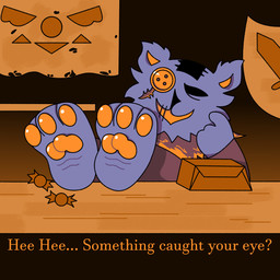 anthro box button_(fastener) button_eyes candy container delta_rune_(emblem) dessert dialogue feet flag food foot_fetish foot_focus foot_on_table furniture melee_weapon pawpads paws scar solo stitch_(sewing) store sword symbol table teasing teasing_viewer text weapon mini_mogsey deltarune undertale_(series) seam_(deltarune) domestic_cat felid feline felis mammal 1:1 hi_res