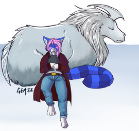 anthro clothed clothing female feral fully_clothed long_tail markings ring_(marking) ringed_tail sleeping striped_markings striped_tail stripes tail tail_markings gemerency rimworld thrumbo hi_res