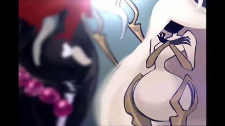 anthro black_body cape clothing female female/female green_tentacles nipple_fetish nipple_play nipple_suck red_cape red_clothing sex sucking tentacle_fellatio tentacle_sex tentacles white_body sound_warning hollow_knight_(franchise) team_cherry grand_mother_silk hornet_(hollow_knight) 16:9 2d_animation animated long_playtime sound webm widescreen