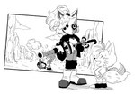 anthro female group male mask trio variable_wispon ashofourtime idw_publishing sega sonic_the_hedgehog_(comics) sonic_the_hedgehog_(idw) sonic_the_hedgehog_(series) miles_prower sonic_the_hedgehog whisper_the_wolf canid canine canis eulipotyphlan fox hedgehog mammal wolf hi_res monochrome