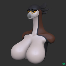 amber_sclera anthro beak big_breasts black_body black_feathers black_fur breasts brown_body brown_fur feathered_crest feathers featureless_breasts female fur grey_background grey_beak grey_body grey_fur head_crest huge_breasts multicolored_body multicolored_fur simple_background solo white_body white_fur drharkness mythology lori_(skully) accipitrid accipitriform aquilinae avian bird eagle gryphon mythological_avian mythological_creature ornate_hawk-eagle 1:1 3d_(artwork) bust_portrait digital_media_(artwork) half-length_portrait hi_res portrait zbrush_(artwork)