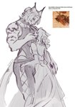 2024 anthro clothing dress embrace english_text eye_contact felid feline female female/female final_fantasy final_fantasy_xiv hand_on_head hi_res hrothgar humanoid kiserinn larger_female looking_at_another mammal meme miqo'te muscular muscular_female romantic romantic_couple signature size_difference sketch square_enix tail text tiny_rabbit_is_obsessed_with_giant_girlfriend