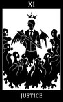 2015 5_fingers ambiguous_gender annelid biped black_and_white black_border border broken_crown card card_template clothed clothed_humanoid clothed_male clothing crowd crown digital_drawing_(artwork) digital_media_(artwork) directional_arrow english_text eyeless feathered_wings feathers feral fingers fire fortune_telling group headgear holding_melee_weapon holding_object holding_sword holding_weapon humanoid justice_(tarot) leech major_arcana male male_humanoid melee_weapon membrane_(anatomy) membranous_wings mismatched_wings monochrome monster monstrous_humanoid necktie roman_numeral scp-1730 scp_foundation silhouette simple_background suit sunnyclockwork sword tarot tarot_card text weapon white_background white_text winged_humanoid wings