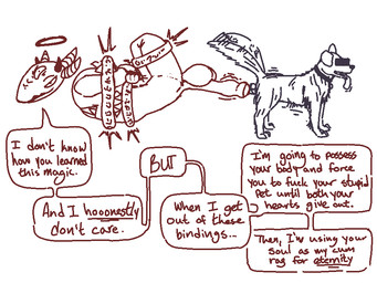 animal_genitalia animal_penis anthro anthro_on_feral anthro_penetrated balls bdsm bestiality bondage bound canine_genitalia canine_penis dialogue feral feral_penetrating feral_penetrating_anthro forced foreskin genitals humanoid_genitalia humanoid_penis knotting magic male male/male male_penetrated multi_limb multi_mouth penetration penile penile_penetration penis penis_in_penis profanity rape sex text urethral urethral_knotting urethral_penetration qwaxi~lixard angel canid canine canis domestic_dog mammal 4:3 english_text