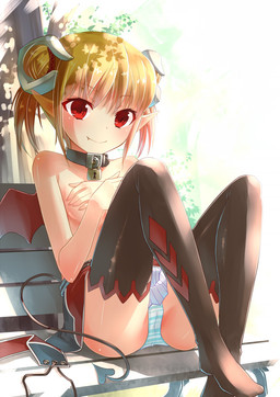 bench blonde_hair blush breasts camel_toe clothed clothing collar covering covering_breasts demon double_bun fangs female hair half-dressed horn kakuno legwear looking_at_viewer monster monster_girl panties pointy_ears red_eyes short_hair sitting small_breasts smile solo striped_panties stripes thigh_highs topless underwear wings
Rating: Questionable
Score: 13
User: AnacondaRifle
Date: January 16, 2015 bench blonde_hair blush breasts camel_toe clothed clothing collar covering covering_breasts demon double_bun fangs female hair half-dressed horn kakuno legwear looking_at_viewer monster monster_girl panties pointy_ears red_eyes short_hair sitting small_breasts smile solo striped_panties stripes thigh_highs topless underwear wings
Rating: Questionable
Score: 13
User: AnacondaRifle
Date: January 16, 2015
