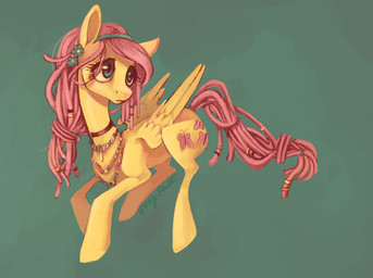 accessory beads collar cutie_mark dreadlocks feathered_wings feathers female feral flower hair_accessory hairband jewelry necklace plant solo wings yellow_body yellow_feathers graypaint friendship_is_magic hasbro my_little_pony mythology fluttershy_(mlp) equid equine mammal mythological_creature mythological_equine pegasus 2013 hi_res